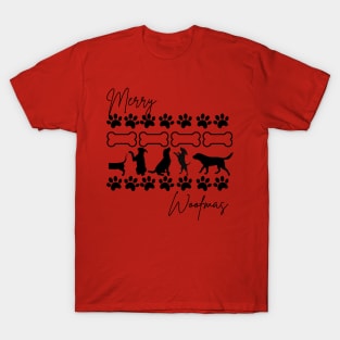 Merry Woofmas Ugly Christmas Sweater Pattern T-Shirt